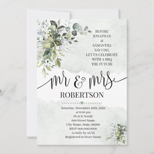 シャワーを浴びる前にユーカリの緑が多い 招待状 (正面)