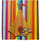 シャワーカーストライプテンカラフルキャンピングスネーク シャワーカーテン (正面)