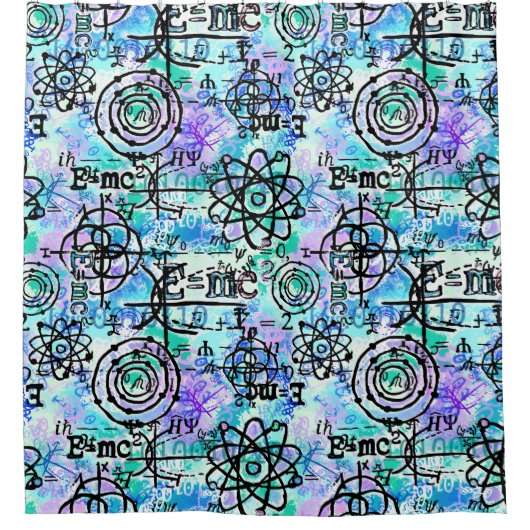 シャワーカーテンの物理記号と数学記号ギーク シャワーカーテン (正面)