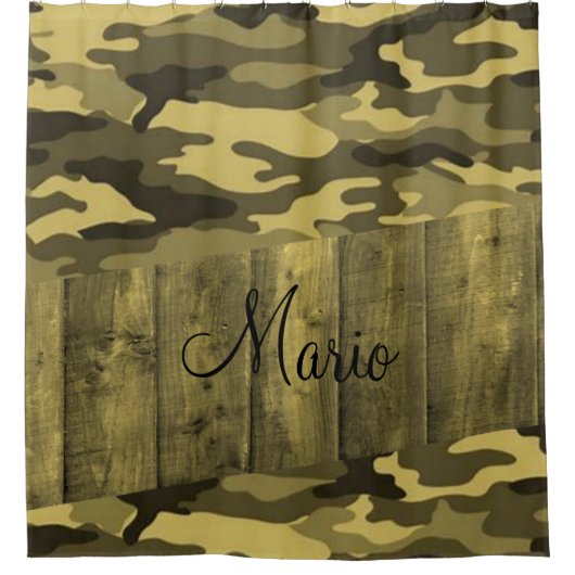 シャワーカーテンイエローブラックアーミー シャワーカーテン (正面)
