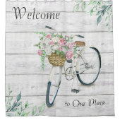 シャワーカーテンウェルカム春自転車 シャワーカーテン (正面)