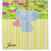 シャワーカーテンエレファントイエローストライプ シャワーカーテン (正面)