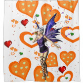 シャワーカーテンオレンジハート妖精 シャワーカーテン (正面)