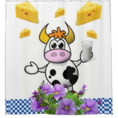 シャワーカーテンカウミルクチーズブループレイド シャワーカーテン (正面)