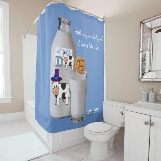 シャワーカーテンカウミルクブルービタミンD シャワーカーテン (インサイチュ)