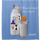 シャワーカーテンカウミルクブルービタミンD シャワーカーテン (正面)