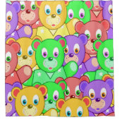 シャワーカーテンカラフルテディベア シャワーカーテン (正面)