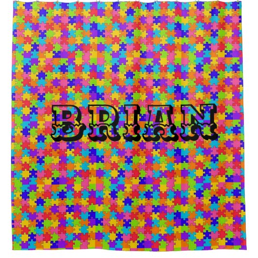 シャワーカーテンカラフルパズル シャワーカーテン (正面)