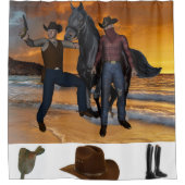 シャワーカーテンカントリーカウボーイズホースサドル シャワーカーテン (正面)