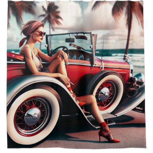 シャワーカーテンクラシックカー シャワーカーテン (正面)