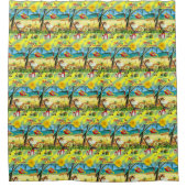 シャワーカーテンクリスマスビーチバムサンタ シャワーカーテン (正面)