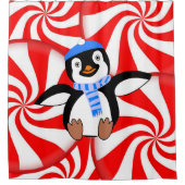 シャワーカーテンクリスマスペンギン シャワーカーテン (正面)