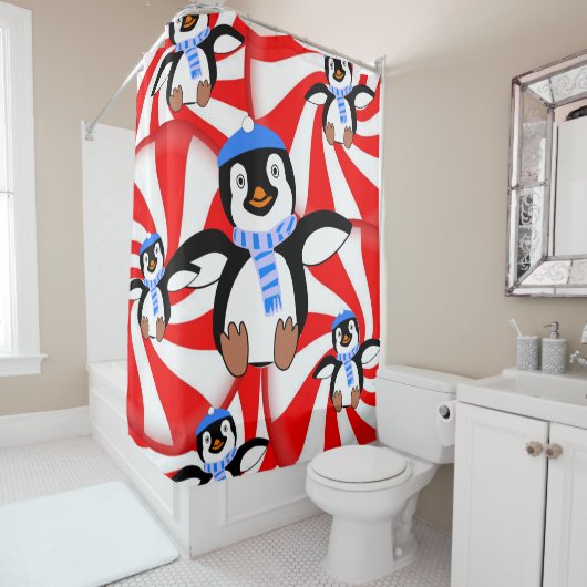 シャワーカーテンクリスマスペンギン シャワーカーテン (インサイチュ)