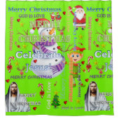 シャワーカーテンクリスマス雪だるま シャワーカーテン (正面)