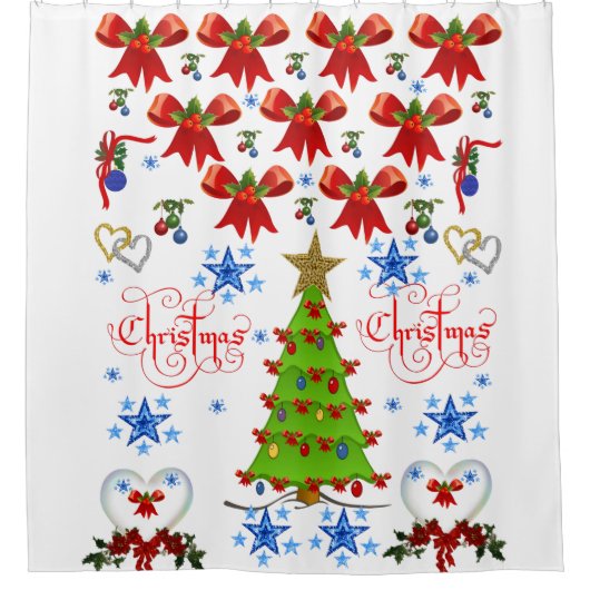 シャワーカーテンクリスマス シャワーカーテン (正面)