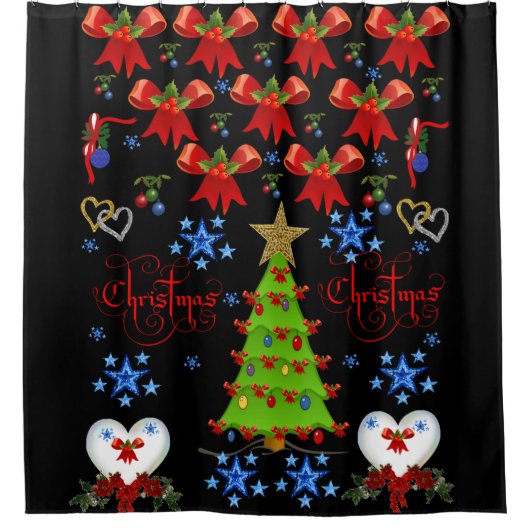 シャワーカーテンクリスマス シャワーカーテン (正面)