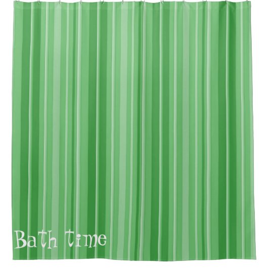 シャワーカーテングリーンと白ストライプ色 シャワーカーテン (正面)