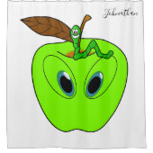 シャワーカーテングリーンアップルワーム シャワーカーテン (正面)