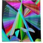 シャワーカーテングリーンピンク万華鏡のように千変万化するパターン曼荼羅 シャワーカーテン (正面)