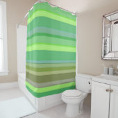 シャワーカーテングリーンブルー黄ストライプ色 シャワーカーテン (インサイチュ)