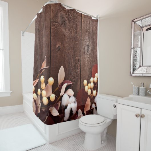 シャワーカーテンコットンブランチのダークウッドステムCou シャワーカーテン (インサイチュ)