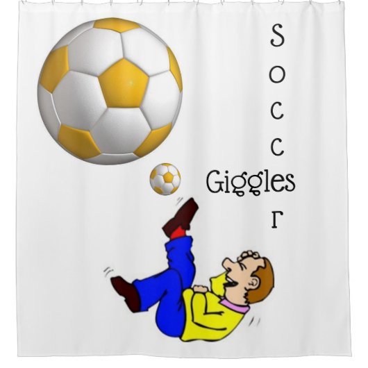 シャワーカーテンサッカー男笑い シャワーカーテン (正面)
