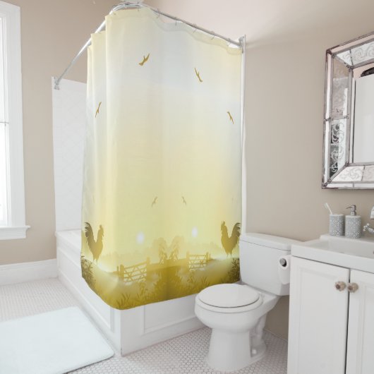 シャワーカーテンサニーモーニングファームカントリー素朴S シャワーカーテン (インサイチュ)