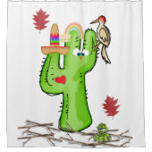 シャワーカーテンサボテン鳥 シャワーカーテン (正面)