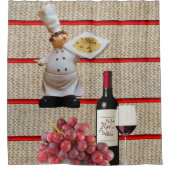 シャワーカーテンシェフワインパスタブドウ シャワーカーテン (正面)