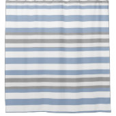 シャワーカーテンストライプブルー&ホワイトグレー シャワーカーテン (正面)