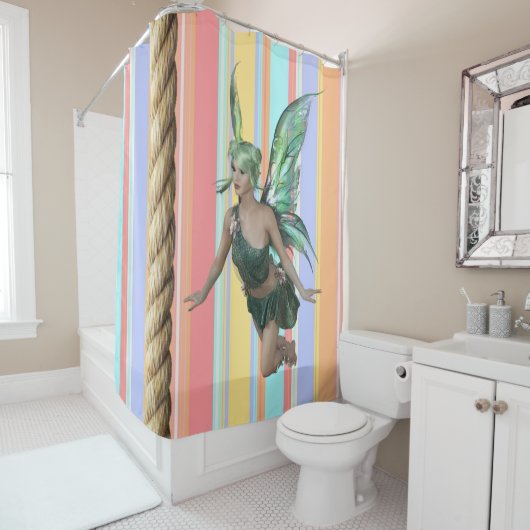 シャワーカーテンストライプ妖精 シャワーカーテン (インサイチュ)