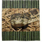 シャワーカーテンスネークグリーンストライプ シャワーカーテン (正面)