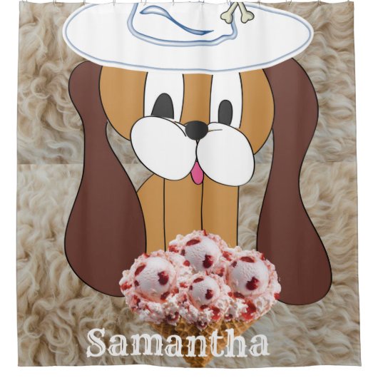 シャワーカーテンドッグアイスクリーム シャワーカーテン (正面)