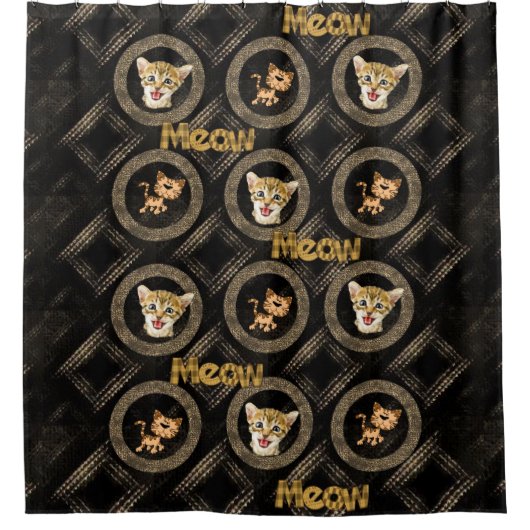 シャワーカーテンニャーキッテン猫 シャワーカーテン (正面)