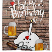 シャワーカーテンハッピーバースデービール シャワーカーテン (正面)