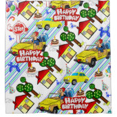 シャワーカーテンハッピーバースデーボーイズカードッグ シャワーカーテン (正面)