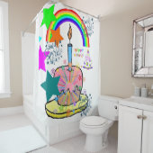 シャワーカーテンハッピーバースデーレインボー シャワーカーテン (インサイチュ)