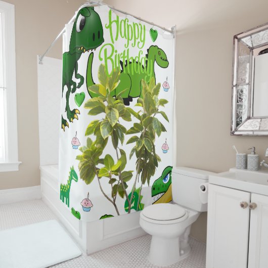 シャワーカーテンハッピーバースデー恐竜 シャワーカーテン (インサイチュ)
