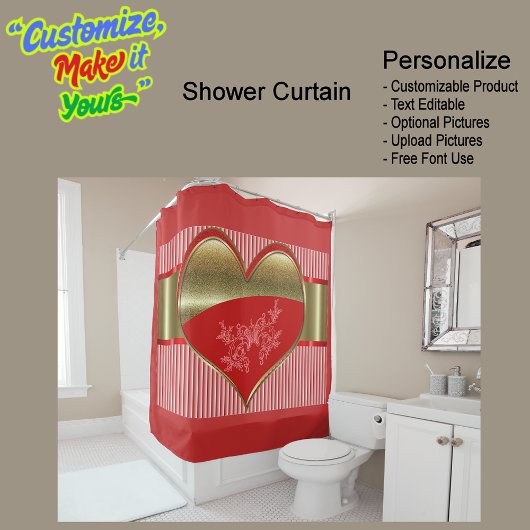 シャワーカーテンハートの箱 シャワーカーテン