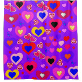 シャワーカーテンハートイエローレッドブルーピンク シャワーカーテン (正面)