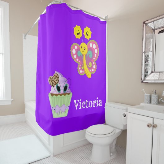 シャワーカーテンバタフライアイスクリーム シャワーカーテン (インサイチュ)