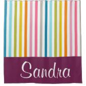 シャワーカーテンバーガンディストライプ シャワーカーテン (正面)