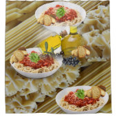 シャワーカーテンパスタソースオリーブ油パン シャワーカーテン (正面)