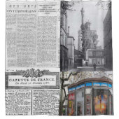 シャワーカーテンパリフランスの新聞 シャワーカーテン (正面)