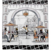 シャワーカーテンパリフランスコーヒー シャワーカーテン (正面)