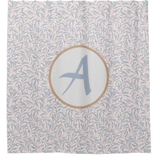 シャワーカーテンパーソナライズされたイニシャルウィリアム・モリス シャワーカーテン (正面)
