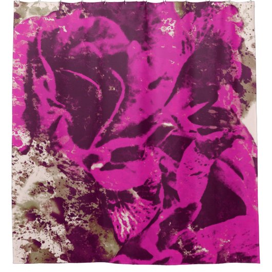 シャワーカーテンパープルバラ水彩 シャワーカーテン (正面)