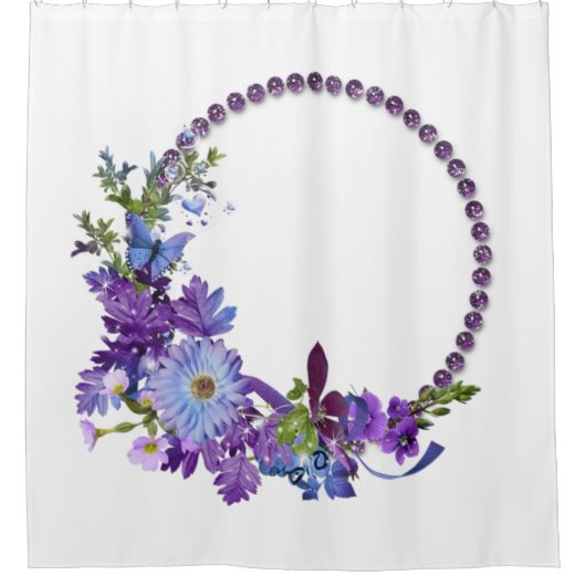 シャワーカーテンパープルフローラ シャワーカーテン (正面)