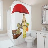 シャワーカーテンヒッピー犬のニンジン シャワーカーテン (インサイチュ)