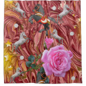 シャワーカーテンピンクローズフローラウマ シャワーカーテン (正面)